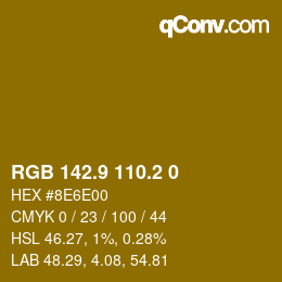 カラーコード: RGB 142.9 110.2 0 | qconv.com