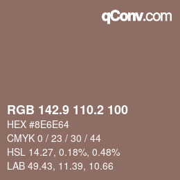 Color code: RGB 142.9 110.2 100 | qconv.com