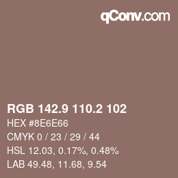 Color code: RGB 142.9 110.2 102 | qconv.com