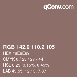 Color code: RGB 142.9 110.2 105 | qconv.com