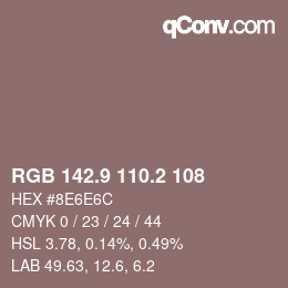 カラーコード: RGB 142.9 110.2 108 | qconv.com