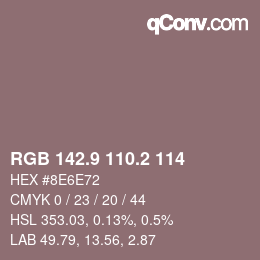 Color code: RGB 142.9 110.2 114 | qconv.com