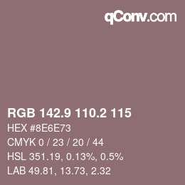 カラーコード: RGB 142.9 110.2 115 | qconv.com