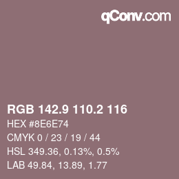 カラーコード: RGB 142.9 110.2 116 | qconv.com