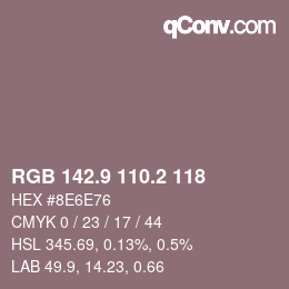 カラーコード: RGB 142.9 110.2 118 | qconv.com