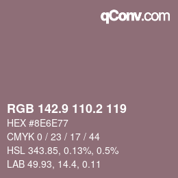 Color code: RGB 142.9 110.2 119 | qconv.com