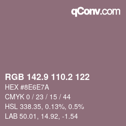 Color code: RGB 142.9 110.2 122 | qconv.com
