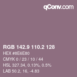 カラーコード: RGB 142.9 110.2 128 | qconv.com