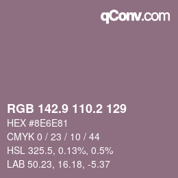 Color code: RGB 142.9 110.2 129 | qconv.com