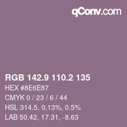 Color code: RGB 142.9 110.2 135 | qconv.com