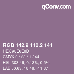 Color code: RGB 142.9 110.2 141 | qconv.com