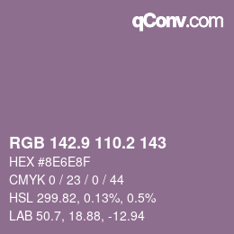 カラーコード: RGB 142.9 110.2 143 | qconv.com