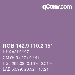 カラーコード: RGB 142.9 110.2 151 | qconv.com