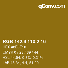 Color code: RGB 142.9 110.2 16 | qconv.com