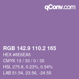 Color code: RGB 142.9 110.2 165 | qconv.com