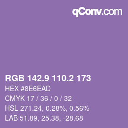 カラーコード: RGB 142.9 110.2 173 | qconv.com