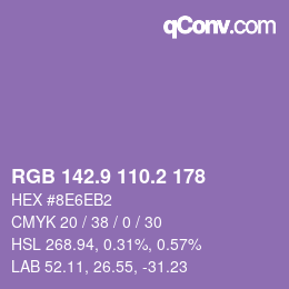 カラーコード: RGB 142.9 110.2 178 | qconv.com
