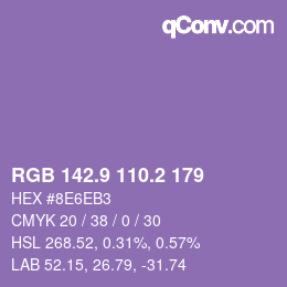 Color code: RGB 142.9 110.2 179 | qconv.com