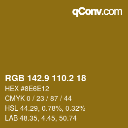 Color code: RGB 142.9 110.2 18 | qconv.com