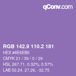 カラーコード: RGB 142.9 110.2 181 | qconv.com