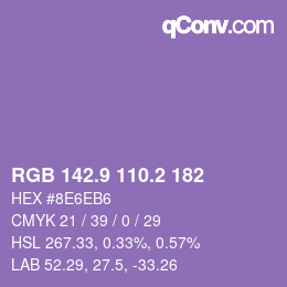 カラーコード: RGB 142.9 110.2 182 | qconv.com