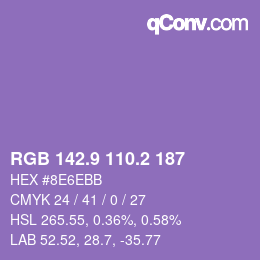 カラーコード: RGB 142.9 110.2 187 | qconv.com