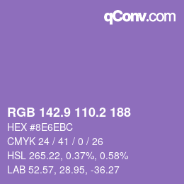 カラーコード: RGB 142.9 110.2 188 | qconv.com