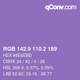 カラーコード: RGB 142.9 110.2 189 | qconv.com