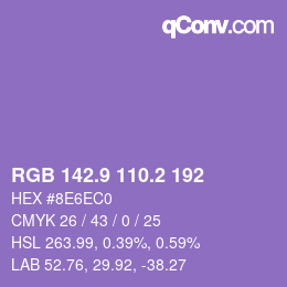 カラーコード: RGB 142.9 110.2 192 | qconv.com