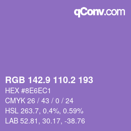 カラーコード: RGB 142.9 110.2 193 | qconv.com