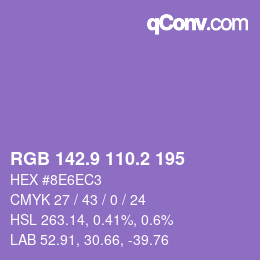 カラーコード: RGB 142.9 110.2 195 | qconv.com