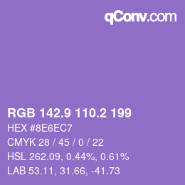 カラーコード: RGB 142.9 110.2 199 | qconv.com