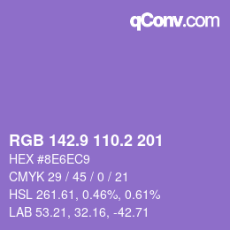 カラーコード: RGB 142.9 110.2 201 | qconv.com