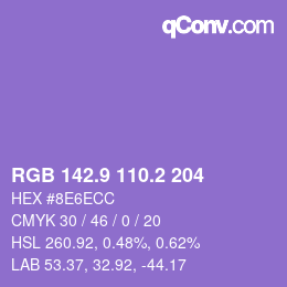 カラーコード: RGB 142.9 110.2 204 | qconv.com