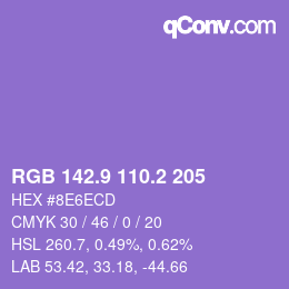 カラーコード: RGB 142.9 110.2 205 | qconv.com