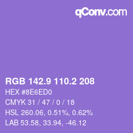 カラーコード: RGB 142.9 110.2 208 | qconv.com