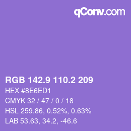 カラーコード: RGB 142.9 110.2 209 | qconv.com