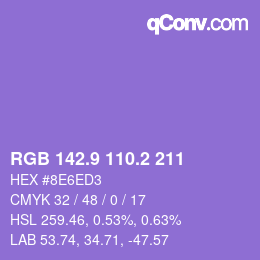 カラーコード: RGB 142.9 110.2 211 | qconv.com