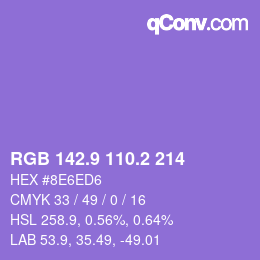 カラーコード: RGB 142.9 110.2 214 | qconv.com