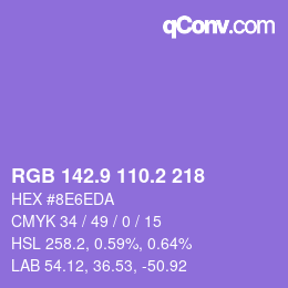 カラーコード: RGB 142.9 110.2 218 | qconv.com
