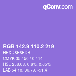 カラーコード: RGB 142.9 110.2 219 | qconv.com