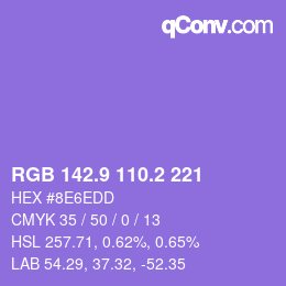カラーコード: RGB 142.9 110.2 221 | qconv.com