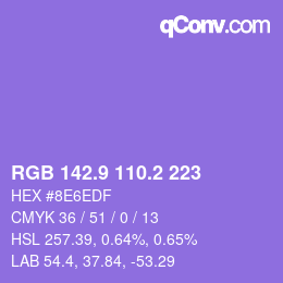 カラーコード: RGB 142.9 110.2 223 | qconv.com