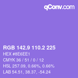 カラーコード: RGB 142.9 110.2 225 | qconv.com
