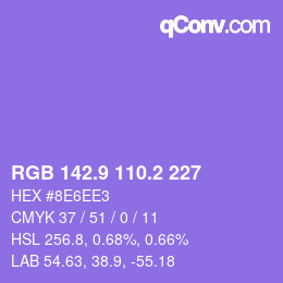 カラーコード: RGB 142.9 110.2 227 | qconv.com
