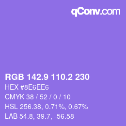 カラーコード: RGB 142.9 110.2 230 | qconv.com