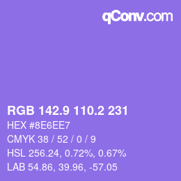 カラーコード: RGB 142.9 110.2 231 | qconv.com