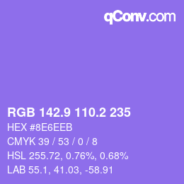 カラーコード: RGB 142.9 110.2 235 | qconv.com
