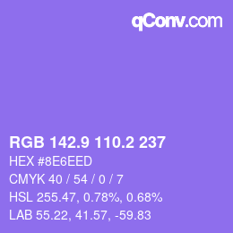 カラーコード: RGB 142.9 110.2 237 | qconv.com