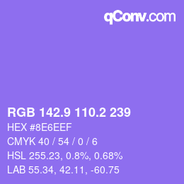 カラーコード: RGB 142.9 110.2 239 | qconv.com